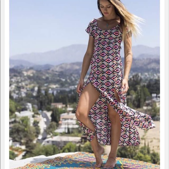 New GEO AZTEC BOHO CUTOUT MAXI Dress EMILIO PUCCI STYLE - Picture 2 of 8